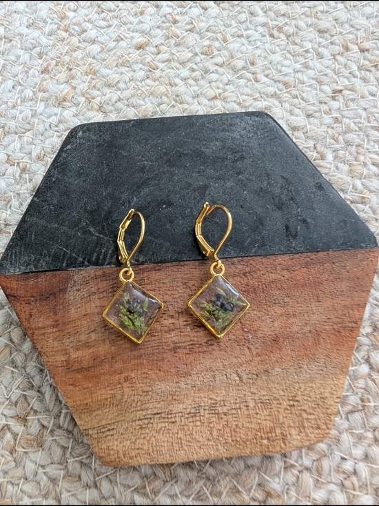 Handmade Jewelry - Delicate Floral Resin Drop Earrings